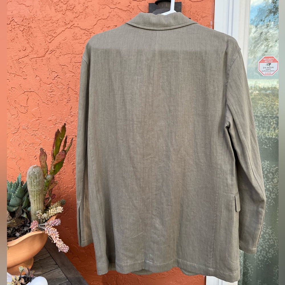Zara Khaki Linen Blend Straight Cut Blazer Size XS - Picture 7 of 11